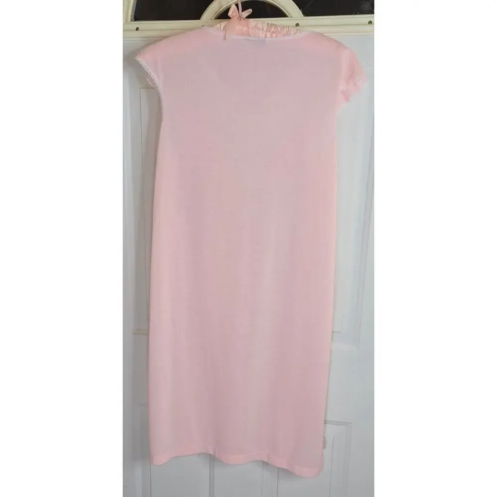 Vintage Vassarette Lacy Light Pink Nightgown Size Medium V Neck 35" L x 24" Wide - Picture 9 of 12